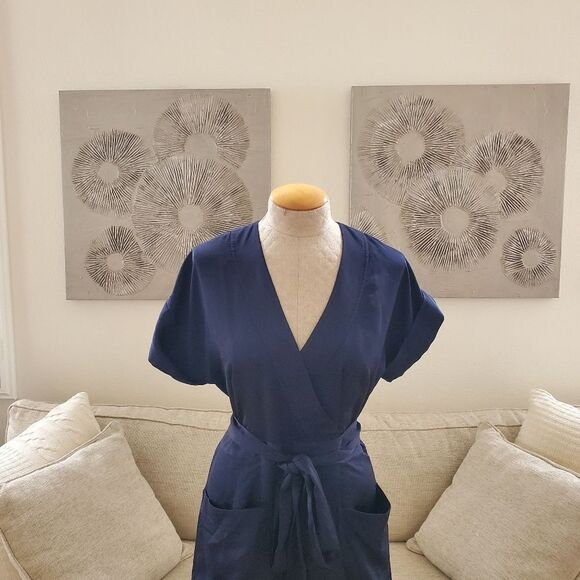 J. Crew Pocket Front Wrap Dress - size Small in Navy Blue - Picture 5 of 14